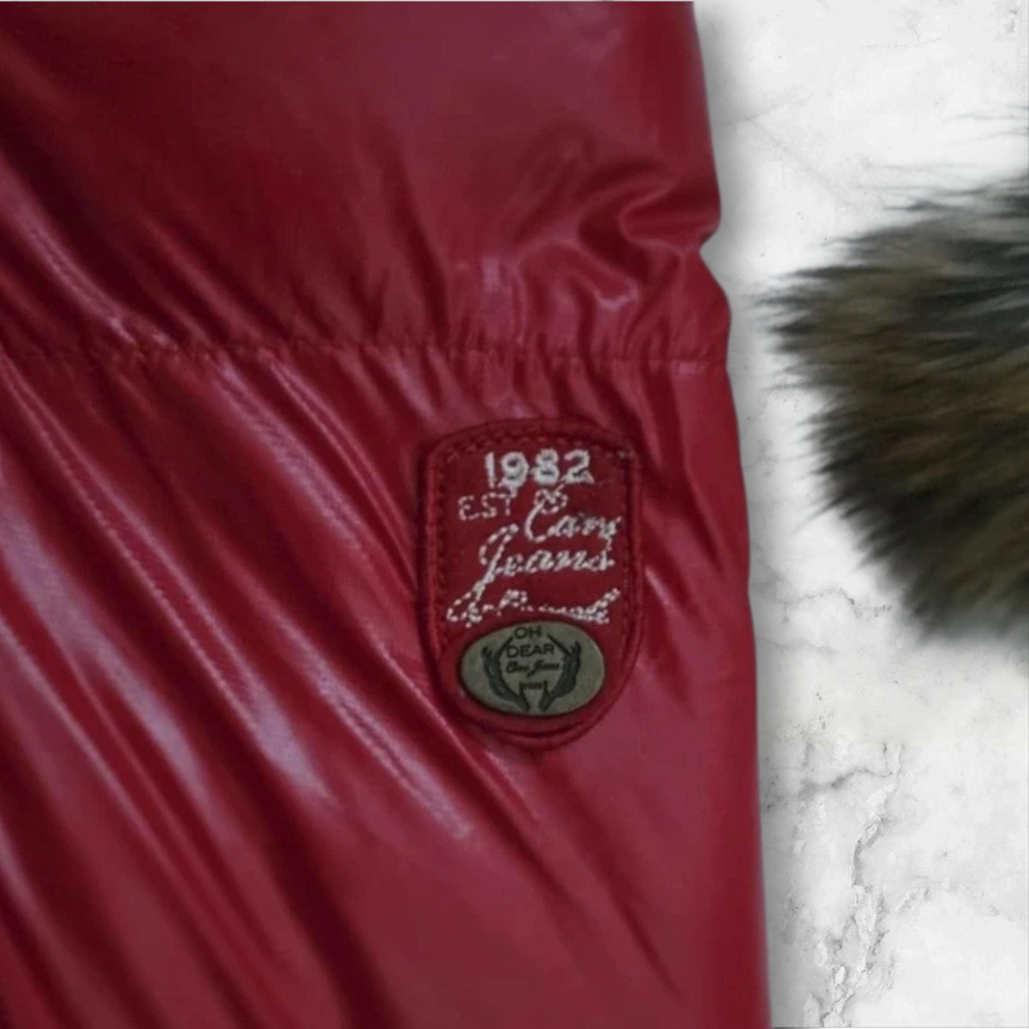 Stylische rote Cars Jeans Vintage Winterjacke Size M